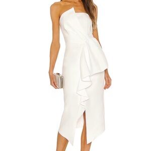 Elliatt Strapless White Dress with Ruffle Detail